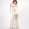 Vestito cotone lungo con balze Monique