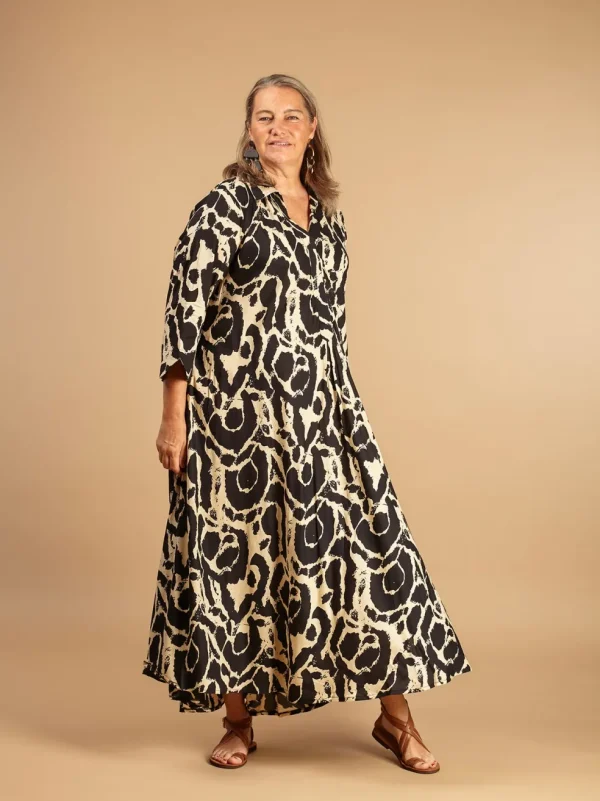 Vestito elegante, lungo, cotone Juliette