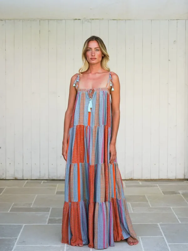 Vestito lungo a balze Flavienne