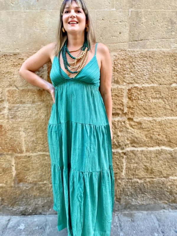 Vestito lungo boho bretelle regolabili Sara