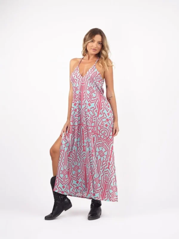 Vestito lungo boho spacchi laterali rayon Darya