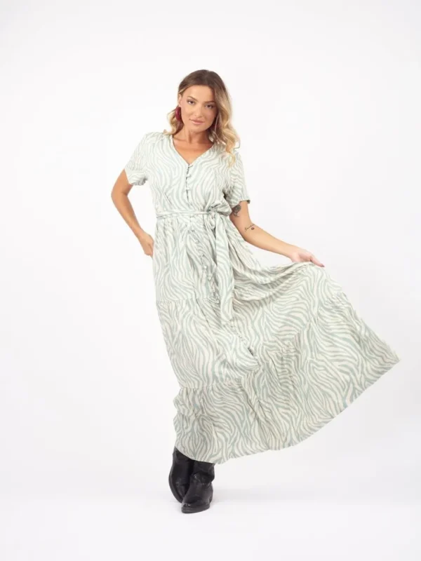 Vestito lungo chemisier con cintura Emma
