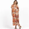 Vestito lungo cotone scollo V Tea