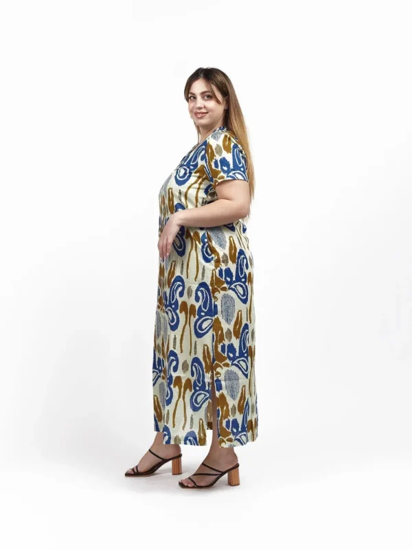 Vestito lungo cotone scollo V Tea