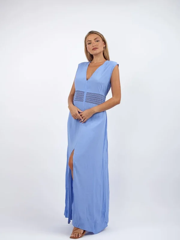 Vestito lungo elegante dettaglio ricamo Olena