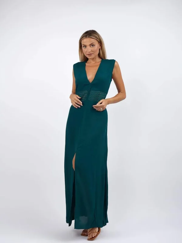 Vestito lungo elegante dettaglio ricamo Olena