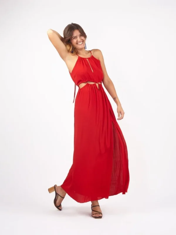 Vestito lungo elegante rayon cut out Aida