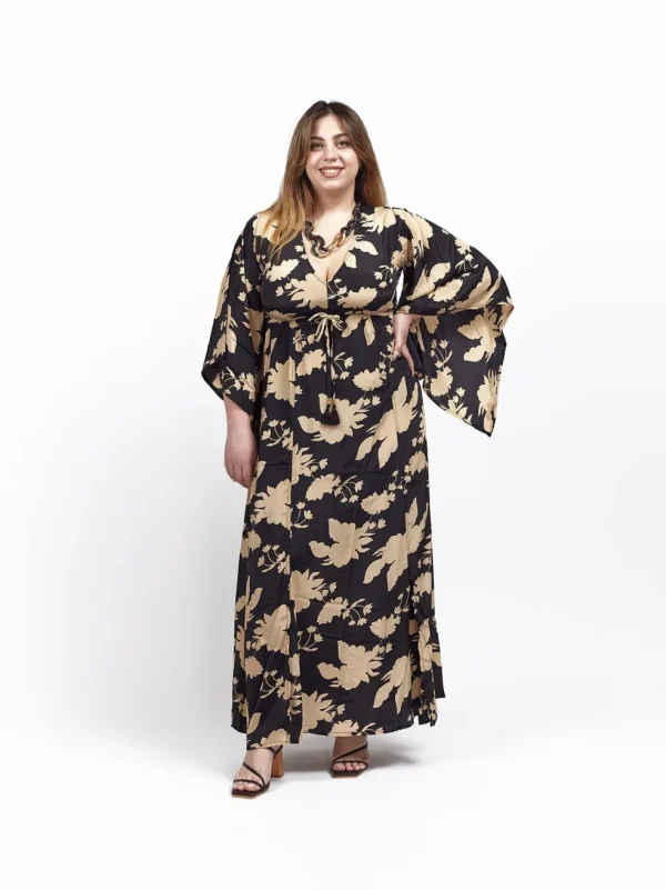 Vestito lungo elegante seta scollo V Sophia