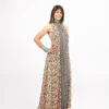 Vestito lungo in seta scollo all'americana Nilde