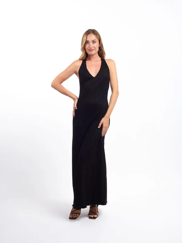 Vestito lungo jersey dettaglio schiena elegante Roberta
