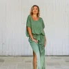 Vestito lungo over rayon stampa sfumata Elvira