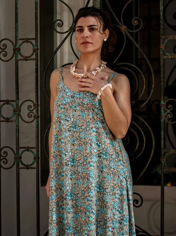 Vestito lungo rayon con le tasche Anne