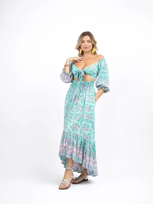 Vestito lungo rayon cut out Liliana