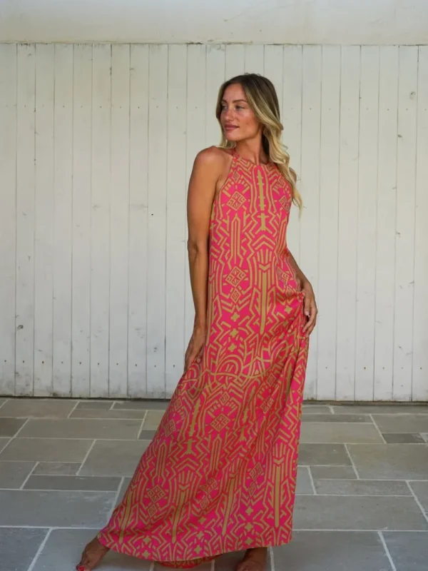 Vestito lungo schiena scoperta rayon Tilde