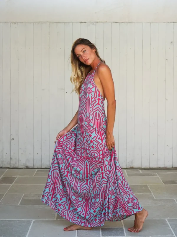 Vestito lungo schiena scoperta rayon Tilde