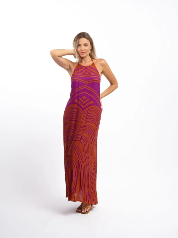 Vestito lungo schiena scoperta rayon Tilde