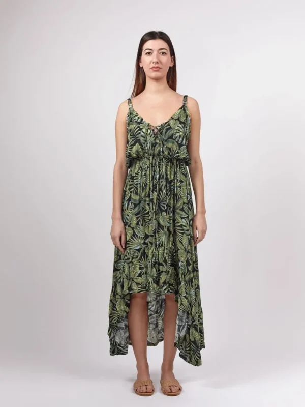 Vestito lungo scollo incrocio Georgine
