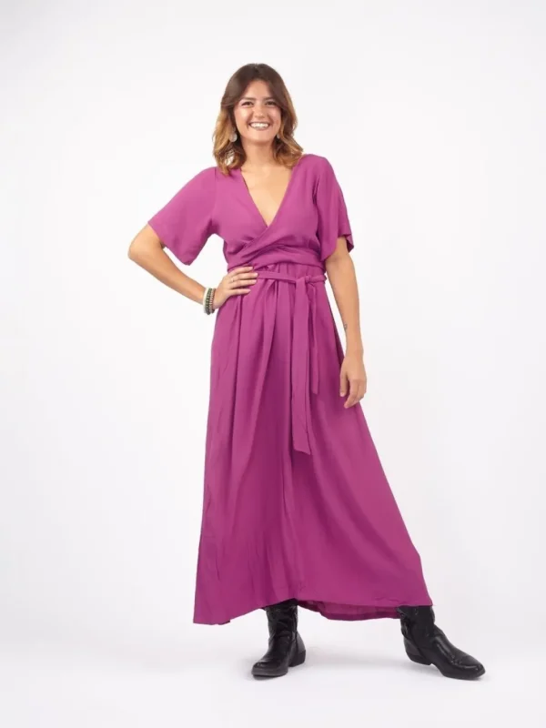 Vestito lungo scollo modellabile con fusciacca Kris