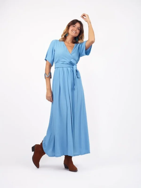 Vestito lungo scollo modellabile con fusciacca Kris