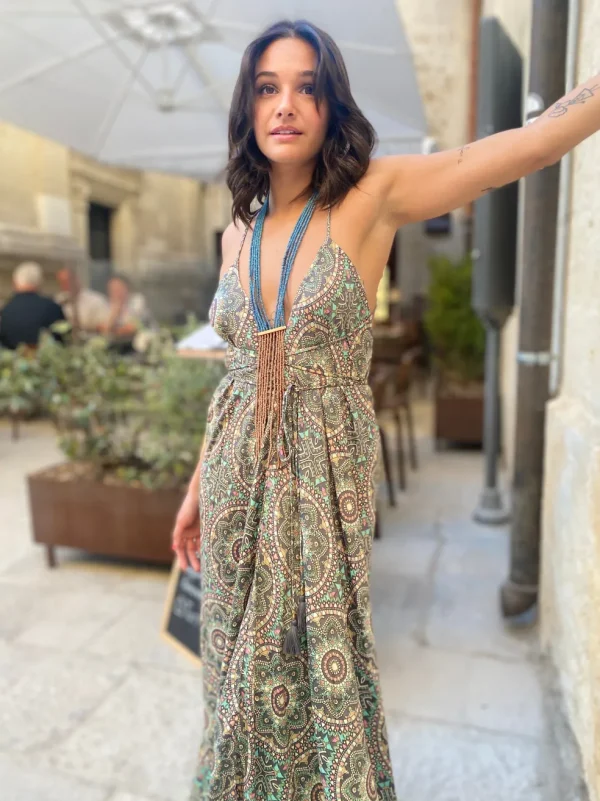 Vestito lungo seta open back Uliana
