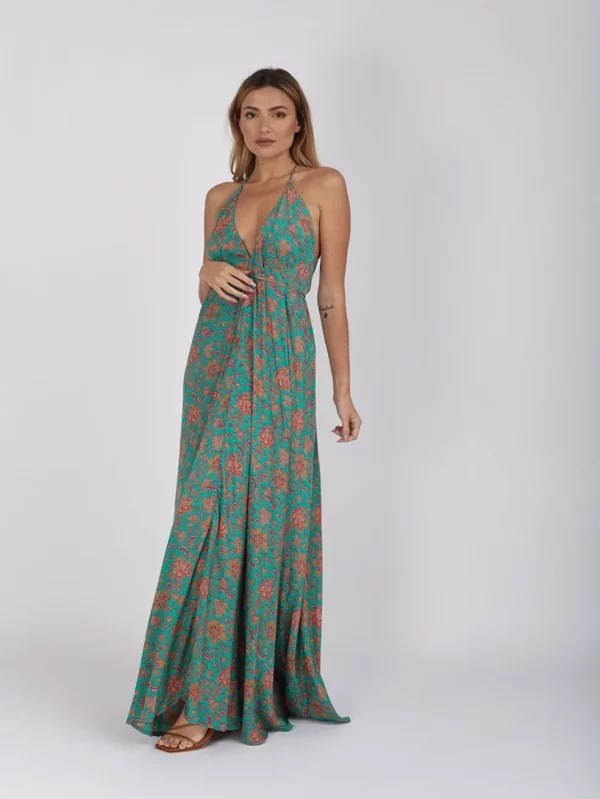 Vestito lungo seta open back Uliana