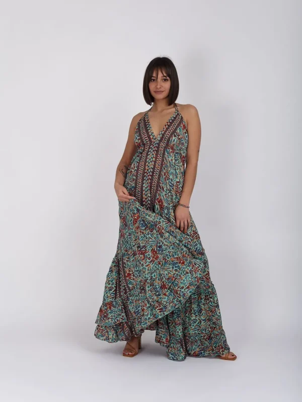 Vestito lungo seta open back Nina