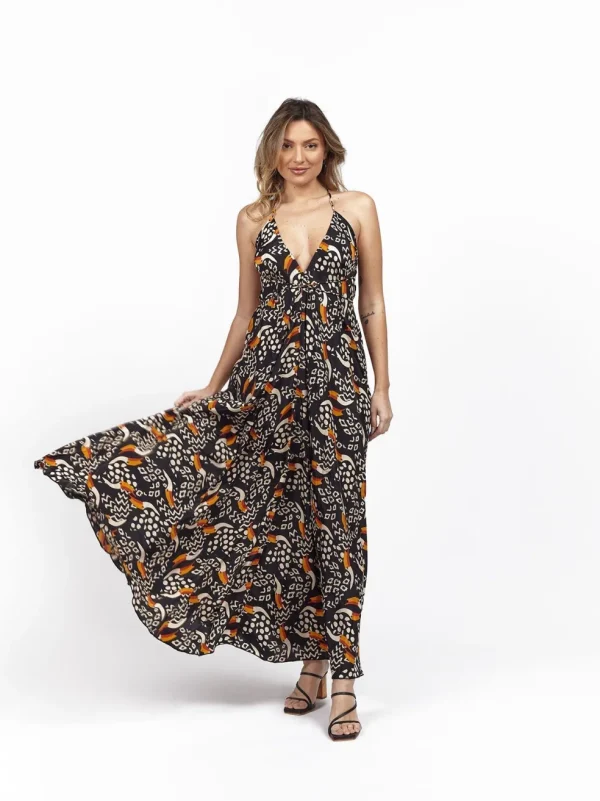 Vestito lungo seta open back Uliana