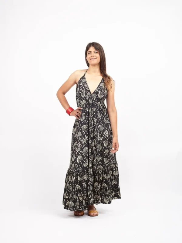 Vestito lungo seta open back Nina