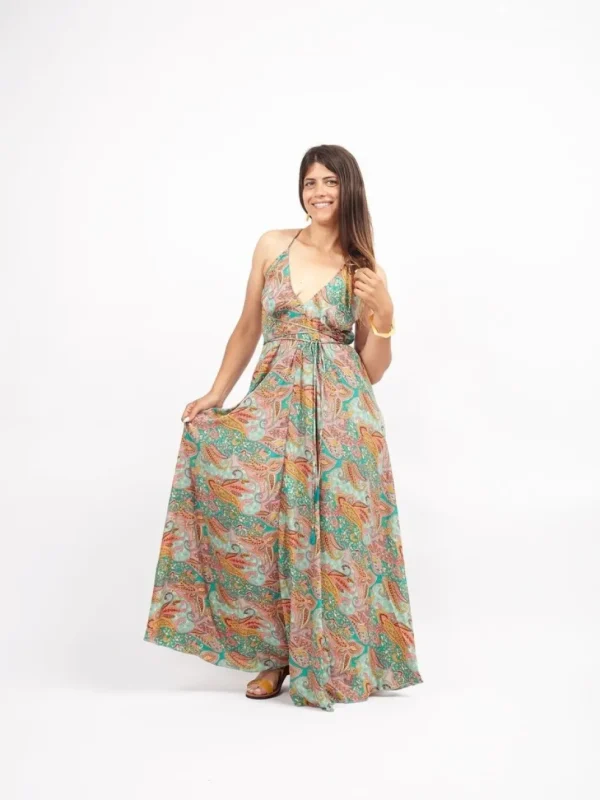 Vestito lungo seta open back Uliana