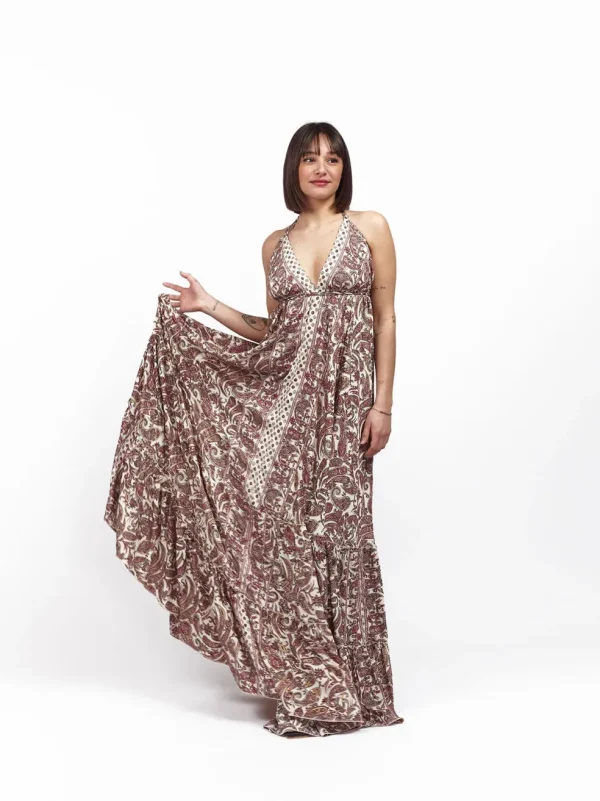 Vestito lungo seta open back Nina