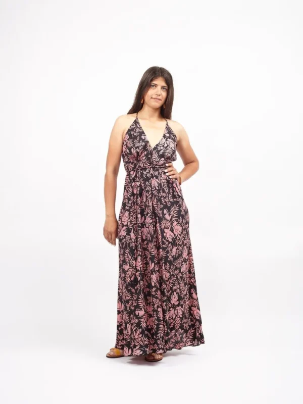 Vestito lungo seta open back Uliana