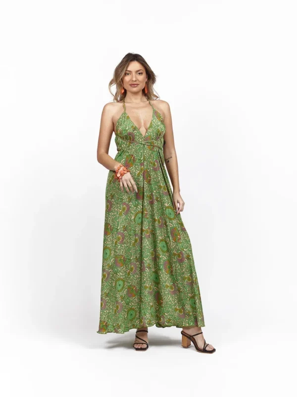 Vestito lungo seta open back Uliana