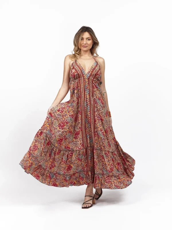 Vestito lungo seta open back Nina