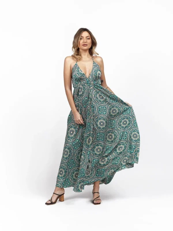Vestito lungo seta open back Uliana