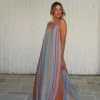 Vestito lungo svasato rayon con fiocco Cesira