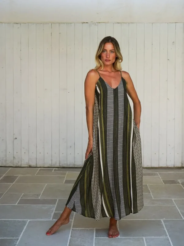 Vestito lungo svasato rayon con fiocco Cesira