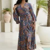 Vestito lungo wrap seta rouches Gilda