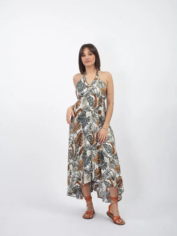 Vestito midi in rayon scollo ad incrocio Patrizia