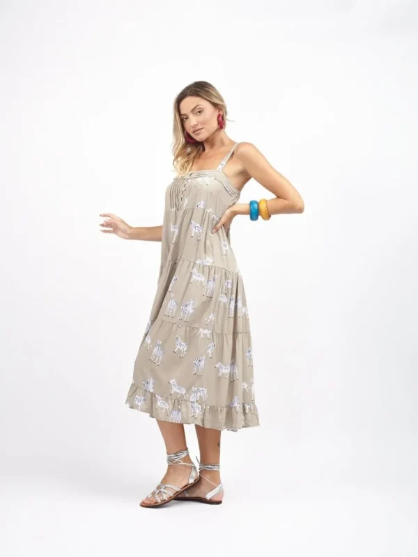 Vestito midi rayon con bottoni Dina