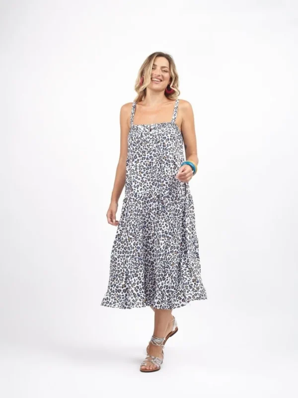 Vestito midi rayon con bottoni Dina