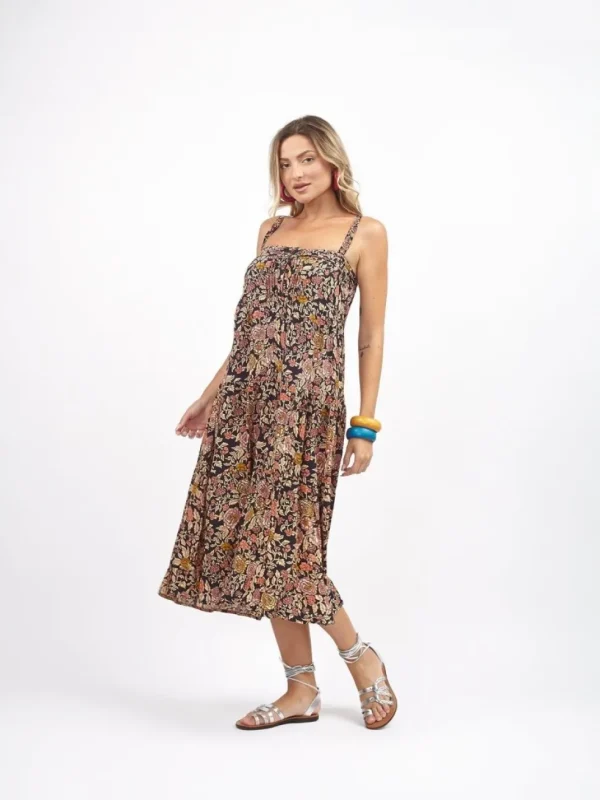 Vestito midi rayon con bottoni Dina