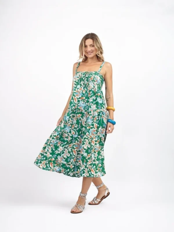 Vestito midi rayon con bottoni Dina