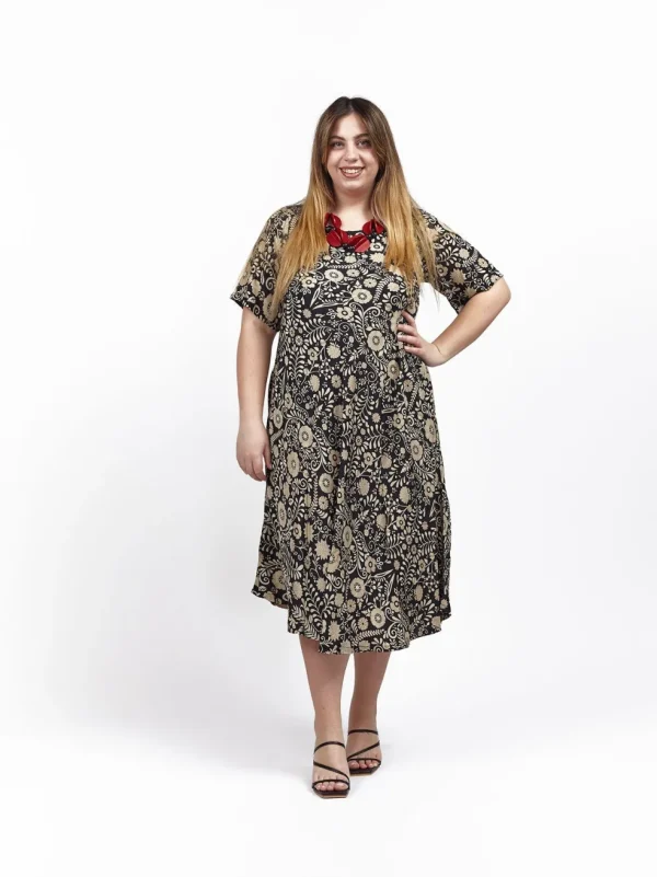 Vestito midi seta con manica Clarita