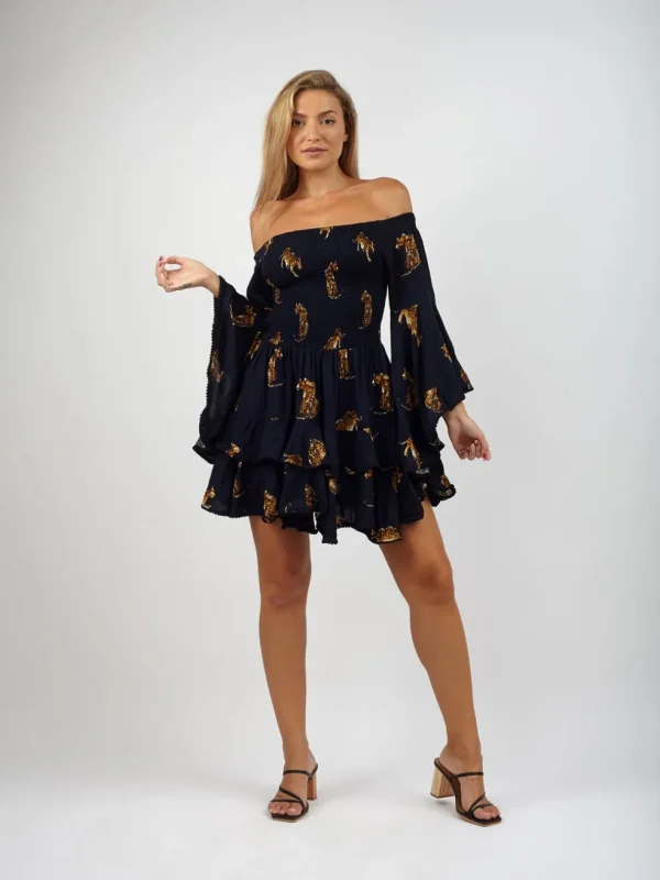 Vestito rayon corto con balze Monique
