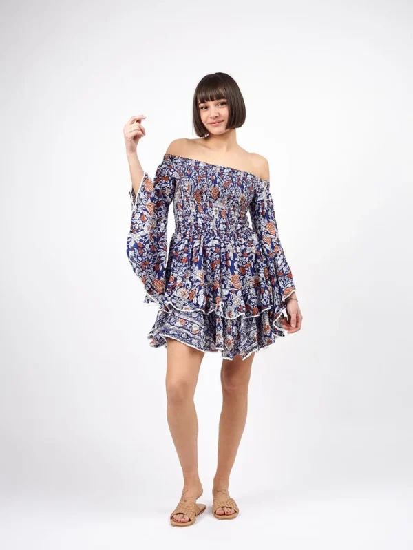 Vestito rayon corto con balze Monique