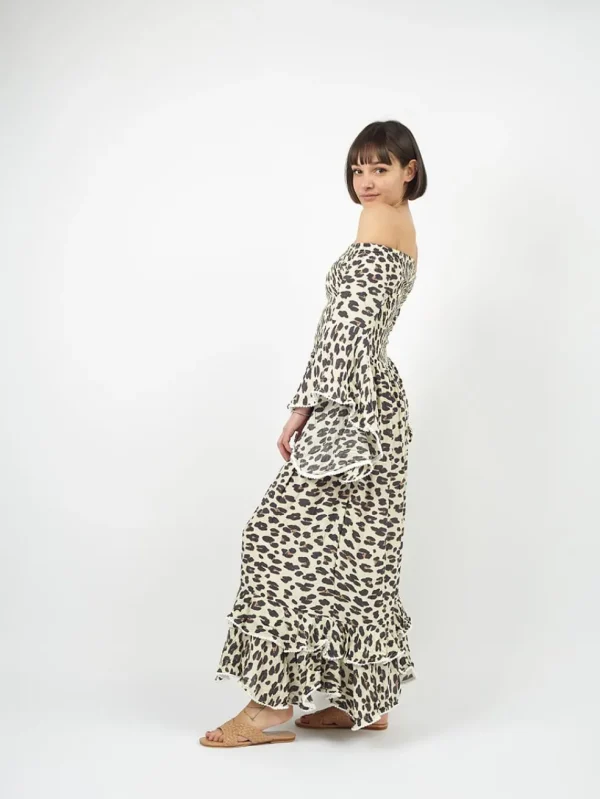 Vestito rayon lungo con balze Monique