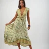 Vestito rayon lungo con nodo Jessica
