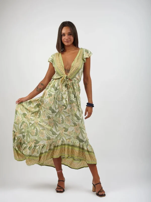 Vestito rayon lungo con nodo Jessica