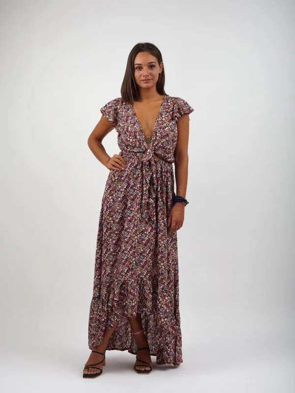 Vestito rayon lungo con nodo Jessica