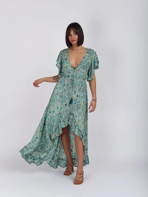 Vestito seta manica volant Midori